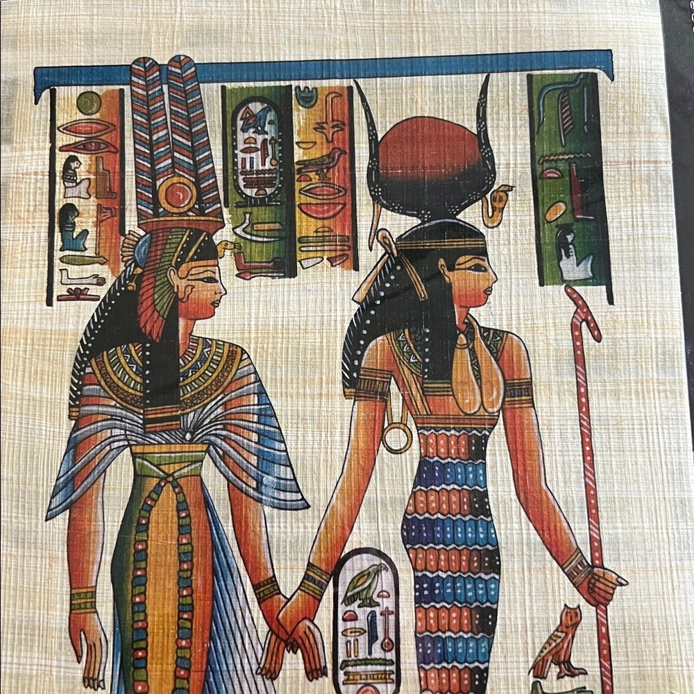 Egyptian Papyrus painting with Figures - Picture 3 of 5